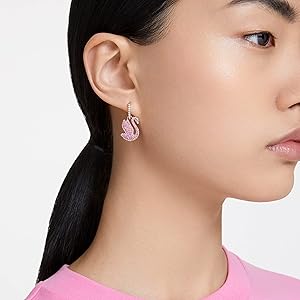 Amazon.com: SWAROVSKI Iconic Swan Drop Pierced Earrings, Swan